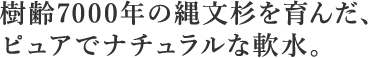 樹齢7000年の縄文杉を育んだ、ピュアでナチュラルな軟水。